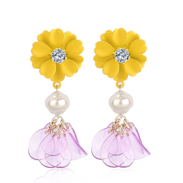 Wholesale petal flower tassel alloy earrings JDC-ES-ManY012 Earrings 满溢 3 Wholesale Jewelry JoyasDeChina Joyas De China