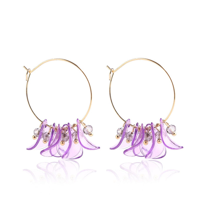 Wholesale petal flower tassel alloy earrings JDC-ES-ManY012 Earrings 满溢 7 Wholesale Jewelry JoyasDeChina Joyas De China