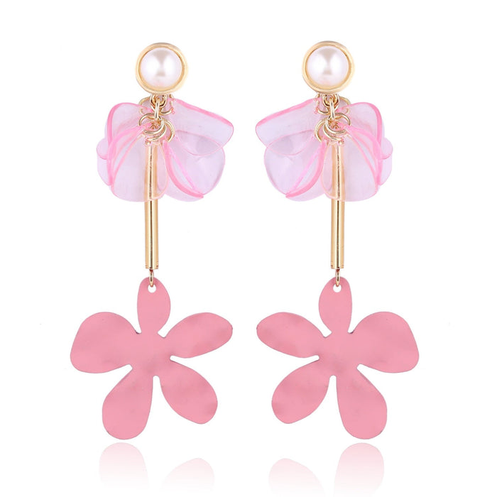 Wholesale petal flower tassel alloy earrings JDC-ES-ManY012 Earrings 满溢 Wholesale Jewelry JoyasDeChina Joyas De China