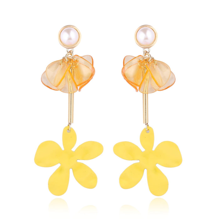Wholesale petal flower tassel alloy earrings JDC-ES-ManY012 Earrings 满溢 Wholesale Jewelry JoyasDeChina Joyas De China