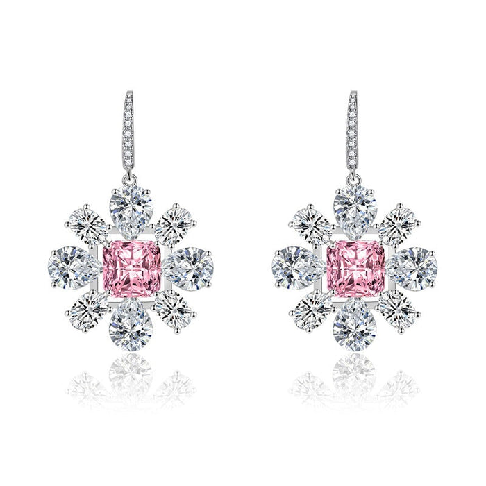 Wholesale petal long silver plated earrings JDC-ES-BZ003 Earrings 标志 Wholesale Jewelry JoyasDeChina Joyas De China