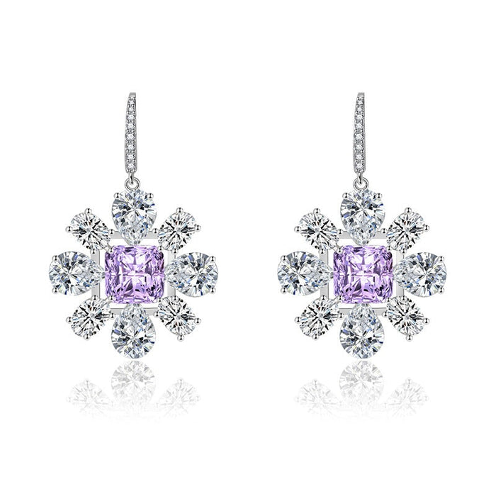 Wholesale petal long silver plated earrings JDC-ES-BZ003 Earrings 标志 Wholesale Jewelry JoyasDeChina Joyas De China