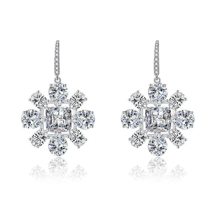 Wholesale petal long silver plated earrings JDC-ES-BZ003 Earrings 标志 White Wholesale Jewelry JoyasDeChina Joyas De China