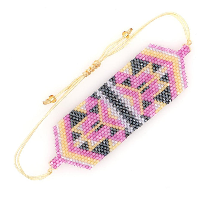 Bulk Jewelry Wholesale pink bohemian folk beads woven geometric bracelets JDC-gbh300 Wholesale factory from China YIWU China