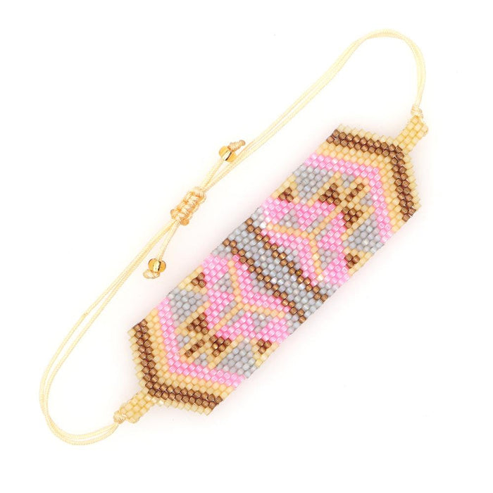 Bulk Jewelry Wholesale pink bohemian folk beads woven geometric bracelets JDC-gbh300 Wholesale factory from China YIWU China