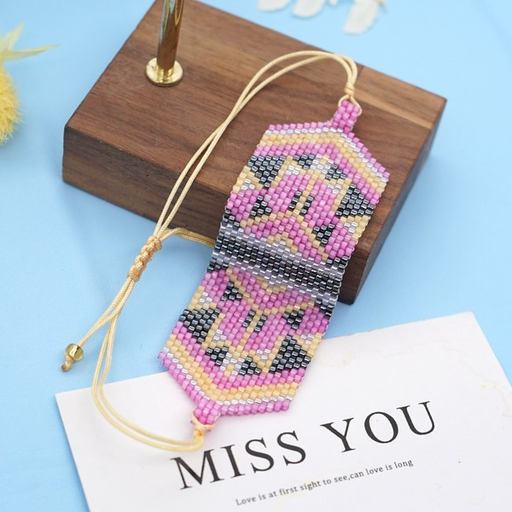 Bulk Jewelry Wholesale pink bohemian folk beads woven geometric bracelets JDC-gbh300 Wholesale factory from China YIWU China