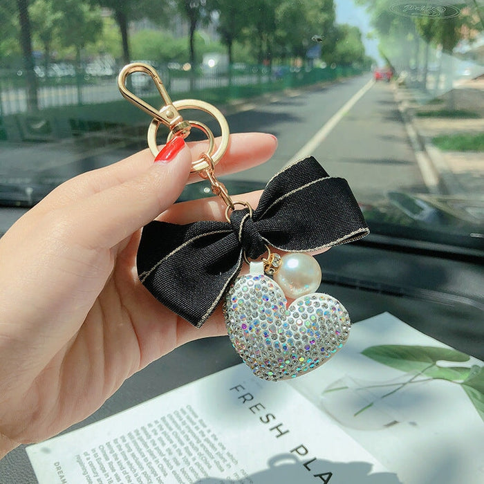 Wholesale pink bow pentagram keychain with Rhinestones JDC-KC-LX045 Keychains 恋希 Love black Wholesale Jewelry JoyasDeChina Joyas De China