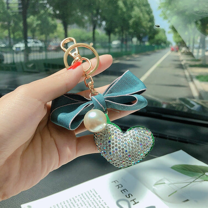 Wholesale pink bow pentagram keychain with Rhinestones JDC-KC-LX045 Keychains 恋希 Love green Wholesale Jewelry JoyasDeChina Joyas De China