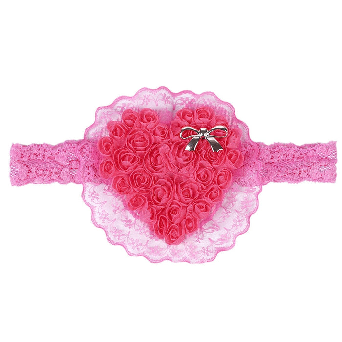 Wholesale pink fabric kids love lace elastic headband JDC-HD-GSQN033 Headband 丘诺 Wholesale Jewelry JoyasDeChina Joyas De China