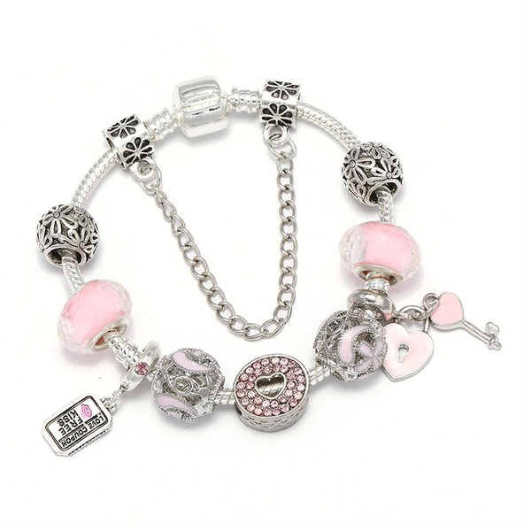 Wholesale Pink Heart Alloy Bracelet JDC-BT-XingL015 Bracelet 星銮 Wholesale Jewelry JoyasDeChina Joyas De China