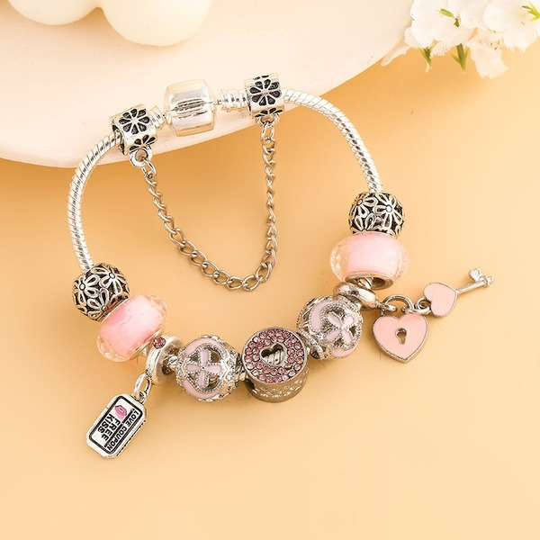 Wholesale Pink Heart Alloy Bracelet JDC-BT-XingL015 Bracelet 星銮 Wholesale Jewelry JoyasDeChina Joyas De China