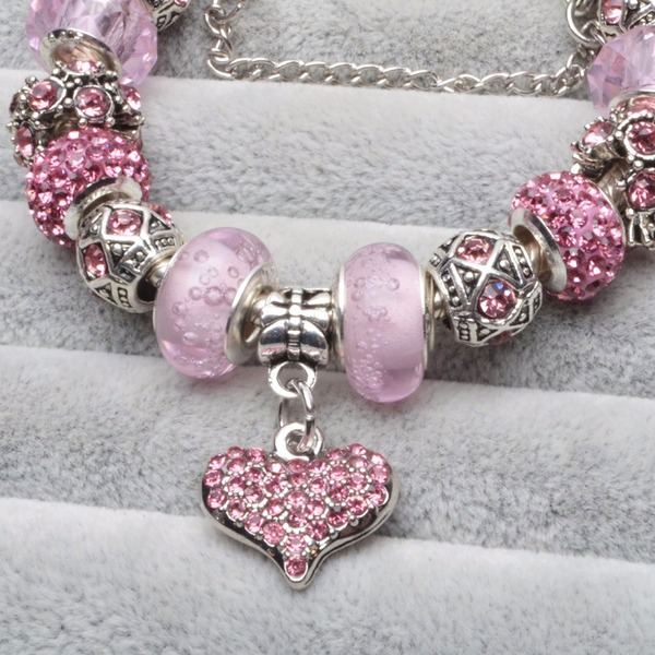 Wholesale Pink Heart Alloy Bracelet JDC-BT-XingL020 Bracelet 星銮 Wholesale Jewelry JoyasDeChina Joyas De China