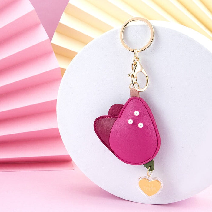 Wholesale Pink Leather Key Chain JDC-KC-Bam009 Keychains 捌门 Wholesale Jewelry JoyasDeChina Joyas De China