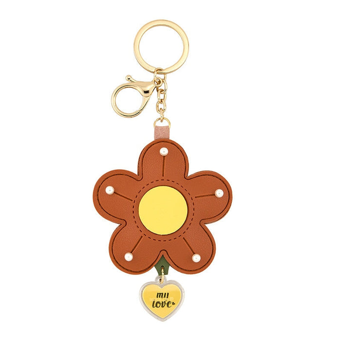 Wholesale Pink Leather Key Chain JDC-KC-Bam009 Keychains 捌门 Small red flower-gold tag gift box Wholesale Jewelry JoyasDeChina Joyas De China