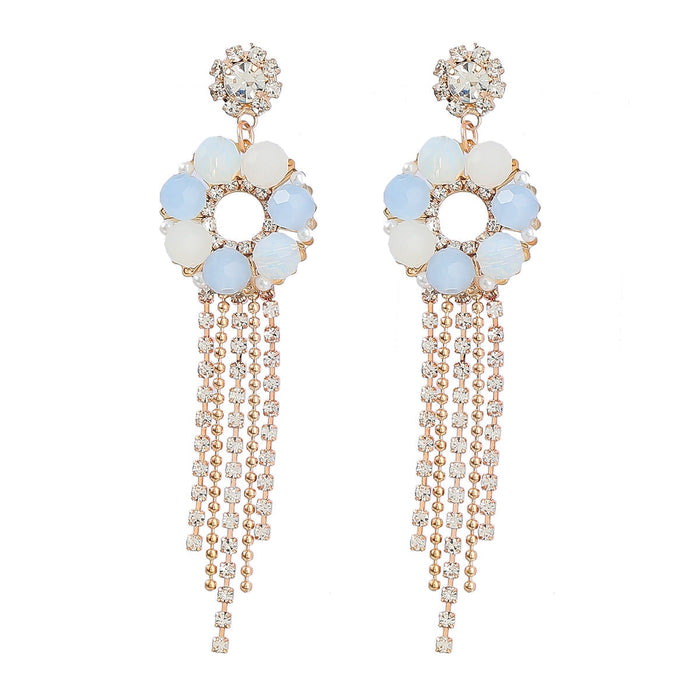 Wholesale Pink Rhinestone Tassel Earrings JDC-ES-JL927 Earrings 氿乐 Wholesale Jewelry JoyasDeChina Joyas De China