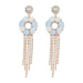 Wholesale Pink Rhinestone Tassel Earrings JDC-ES-JL927 Earrings 氿乐 cyan Wholesale Jewelry JoyasDeChina Joyas De China