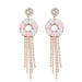 Wholesale Pink Rhinestone Tassel Earrings JDC-ES-JL927 Earrings 氿乐 pink Wholesale Jewelry JoyasDeChina Joyas De China