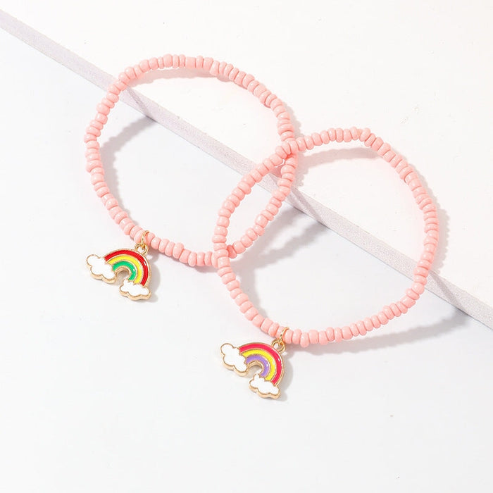 Wholesale Pink Rice Bead Alloy Rainbow Bracelet JDC-BT-NZ037 Bracelet 奈珠 YSB063 Wholesale Jewelry JoyasDeChina Joyas De China