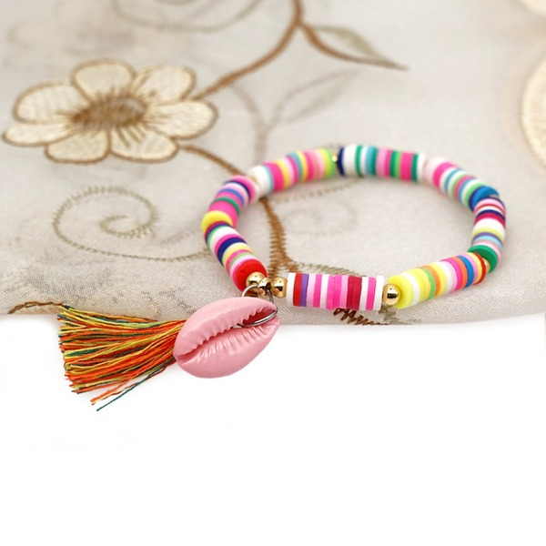 Bulk Jewelry Wholesale pink soft pottery natural shell tassel bracelet JDC-gbh373 Wholesale factory from China YIWU China