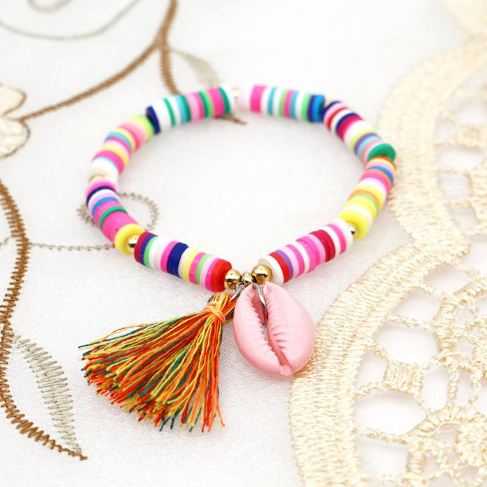 Bulk Jewelry Wholesale pink soft pottery natural shell tassel bracelet JDC-gbh373 Wholesale factory from China YIWU China