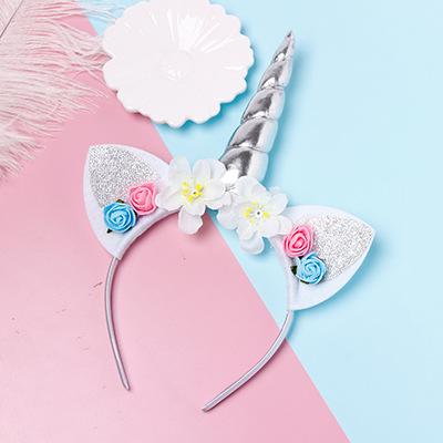 Bulk Jewelry Wholesale pink unicorn flowers hairband children's birthday gift headband JDC-HD-i002 Wholesale factory from China YIWU China