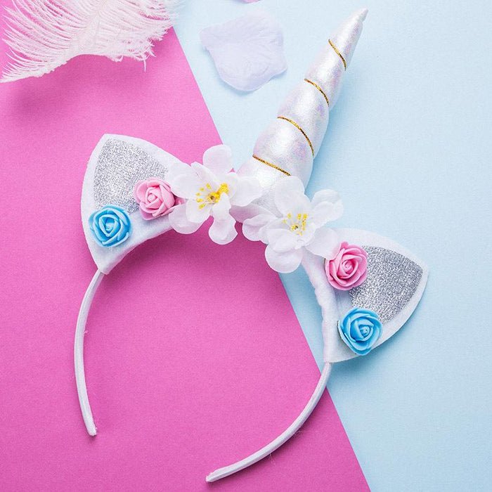 Bulk Jewelry Wholesale pink unicorn flowers hairband children's birthday gift headband JDC-HD-i002 Wholesale factory from China YIWU China