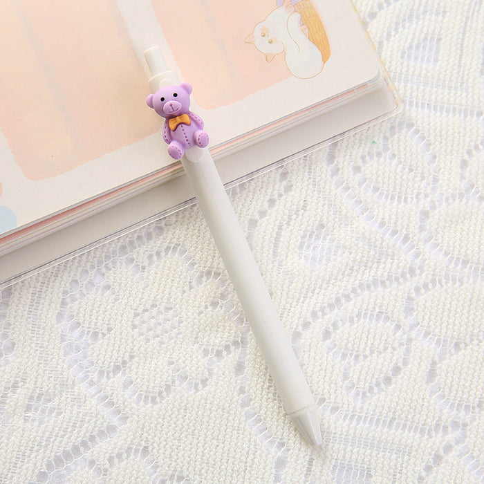 Wholesale plastic cute macaron bear ballpoint pen JDC-BP-GS005 Ballpoint pen JoyasDeChina Purple bear 0.5mm Wholesale Jewelry JoyasDeChina Joyas De China