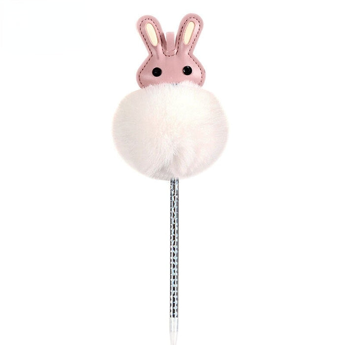 Wholesale Plastic Imitation Rex Rabbit Hair Rotating 0.55mm Ballpoint Pen JDC-BP-PRY002 Ballpoint pen 彭日耀 white 0.5 Wholesale Jewelry JoyasDeChina Joyas De China