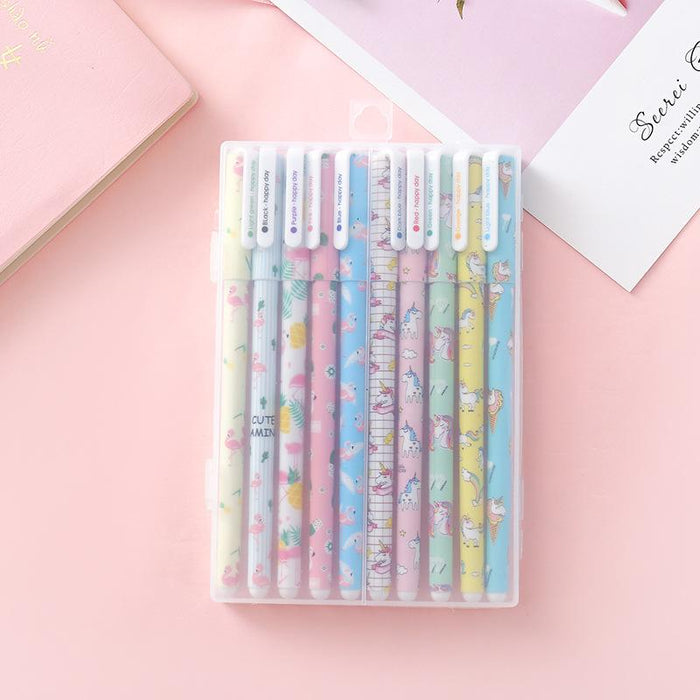 Bulk Jewelry Wholesale plastic lovely floral water color neutral ballpoint pen 10 pack JDC-BP-GS015 Wholesale factory from China YIWU China