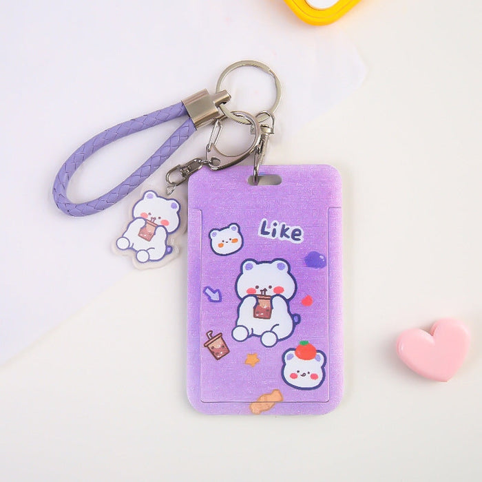Wholesale Plastic PU Bus Card Holder Keychain JDC-KC-Gangs002 Keychains 港升 milk tea bear Wholesale Jewelry JoyasDeChina Joyas De China