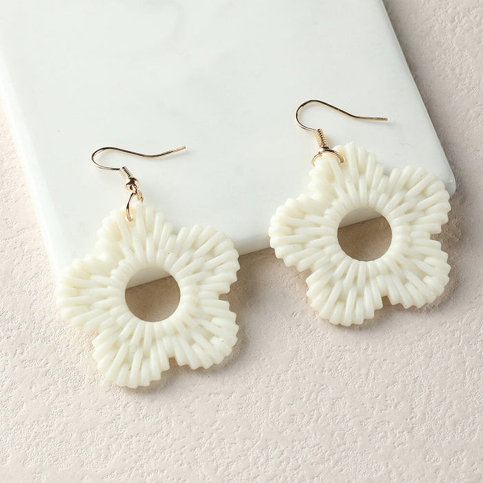 Wholesale Plastic Resin Flower Earrings JDC-ES-NZ096 Earrings 奈珠 EZ4089baise Wholesale Jewelry JoyasDeChina Joyas De China