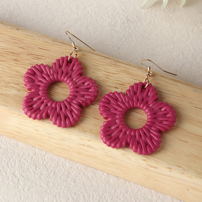 Wholesale Plastic Resin Flower Earrings JDC-ES-NZ096 Earrings 奈珠 EZ4089meihong Wholesale Jewelry JoyasDeChina Joyas De China