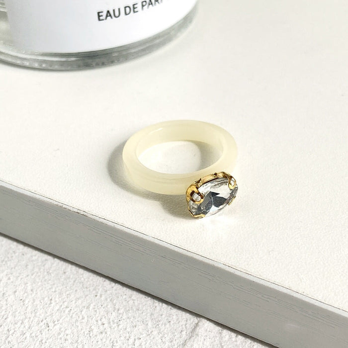 Wholesale Plastic Resin Rhinestone Rings JDC-RS-F103 Rings 韩之尚 beige / Wholesale Jewelry JoyasDeChina Joyas De China