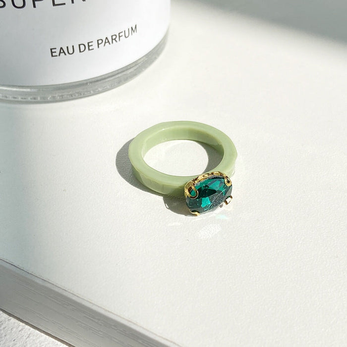 Wholesale Plastic Resin Rhinestone Rings JDC-RS-F103 Rings 韩之尚 green / Wholesale Jewelry JoyasDeChina Joyas De China