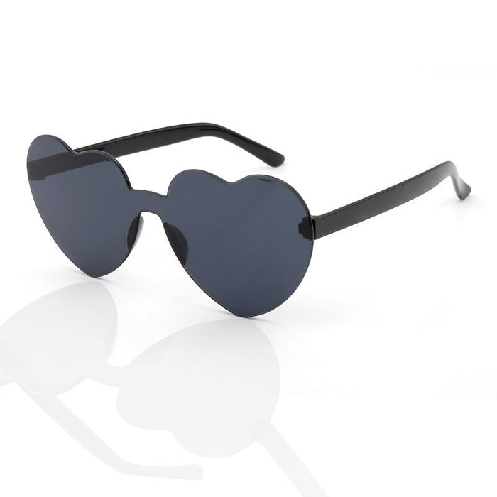 Wholesale Plastic Rimless Heart Shaped One Piece Sunglasses Kids Glasses JDC-SG-XingY002 Sunglasses 兴业 All grey Wholesale Jewelry JoyasDeChina Joyas De China