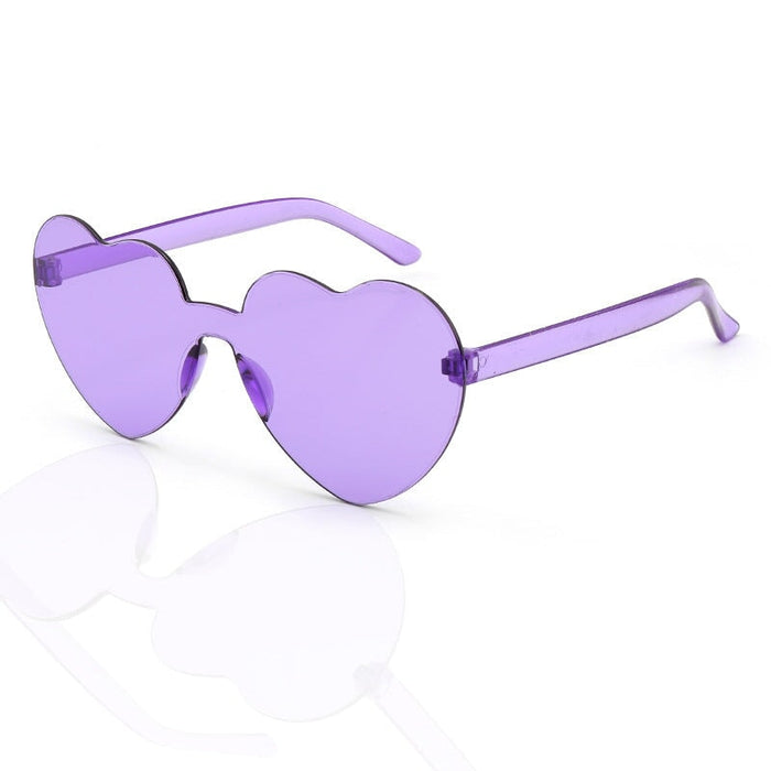 Wholesale Plastic Rimless Heart Shaped One Piece Sunglasses Kids Glasses JDC-SG-XingY002 Sunglasses 兴业 All purple Wholesale Jewelry JoyasDeChina Joyas De China