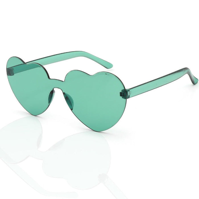 Wholesale Plastic Rimless Heart Shaped One Piece Sunglasses Kids Glasses JDC-SG-XingY002 Sunglasses 兴业 Dark green Wholesale Jewelry JoyasDeChina Joyas De China