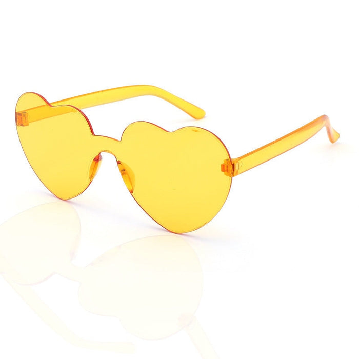 Wholesale Plastic Rimless Heart Shaped One Piece Sunglasses Kids Glasses JDC-SG-XingY002 Sunglasses 兴业 Dark yellow Wholesale Jewelry JoyasDeChina Joyas De China