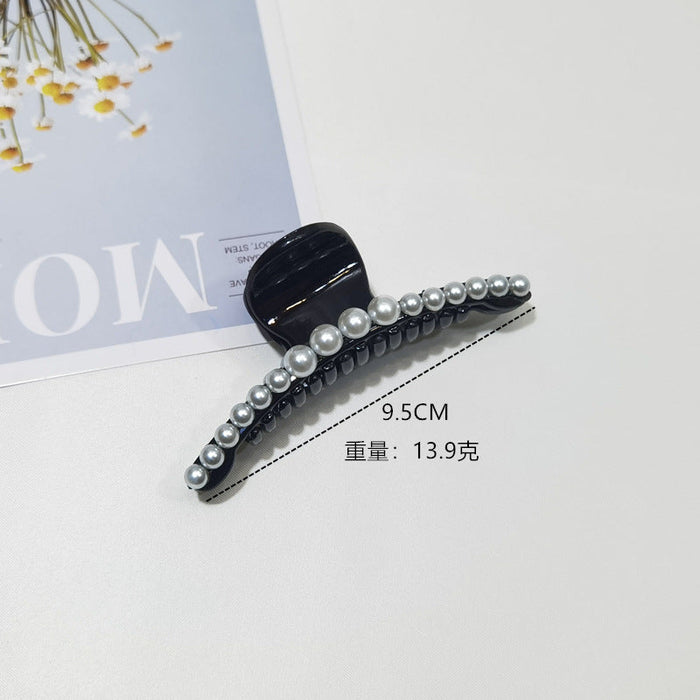 Wholesale Plastic Shark Clips JDC-HC-YaoX005 Hair Clips 姚萱 Five pearls are transparent Wholesale Jewelry JoyasDeChina Joyas De China