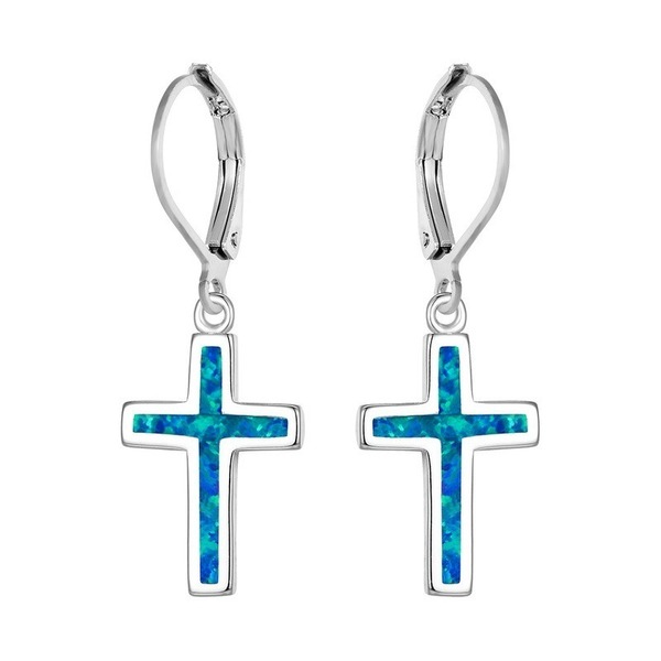 Wholesale Plating Alloy Cross Opal Earrings JDC-ES-WenT007 Earrings 润涛 Wholesale Jewelry JoyasDeChina Joyas De China