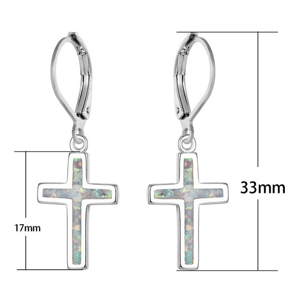 Wholesale Plating Alloy Cross Opal Earrings JDC-ES-WenT007 Earrings 润涛 Wholesale Jewelry JoyasDeChina Joyas De China