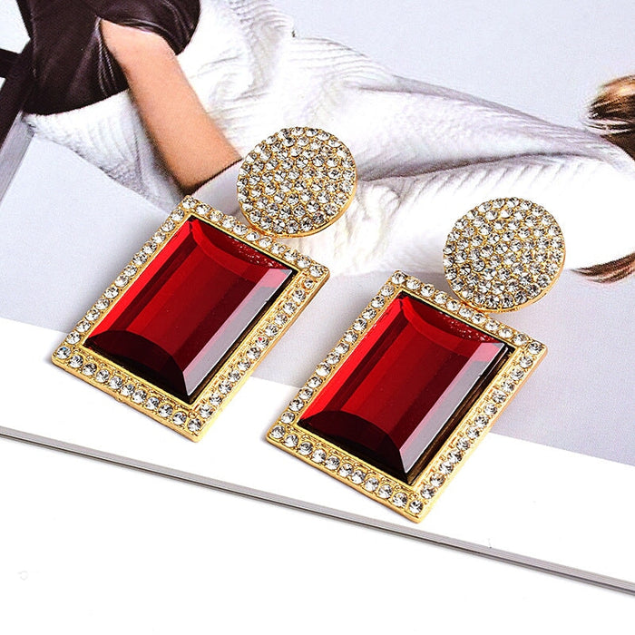 Wholesale Plating Alloy Rhinestone Large Glass Earrings JDC-ES-SK015 Earrings 深刻 Wholesale Jewelry JoyasDeChina Joyas De China