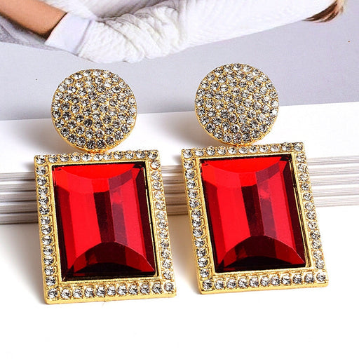 Wholesale Plating Alloy Rhinestone Large Glass Earrings JDC-ES-SK015 Earrings 深刻 Wholesale Jewelry JoyasDeChina Joyas De China