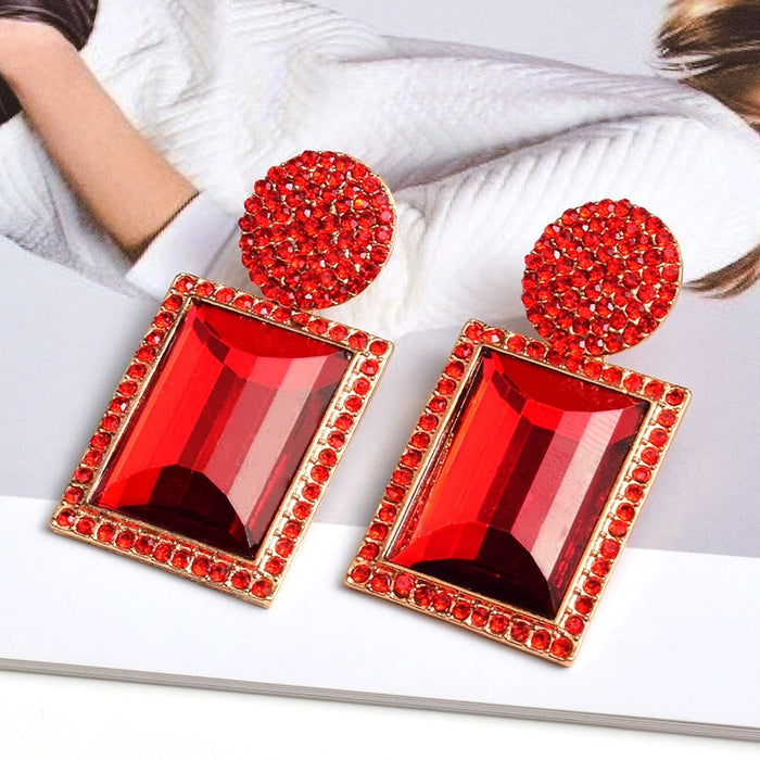 Wholesale Plating Alloy Rhinestone Large Glass Earrings JDC-ES-SK015 Earrings 深刻 silver Wholesale Jewelry JoyasDeChina Joyas De China