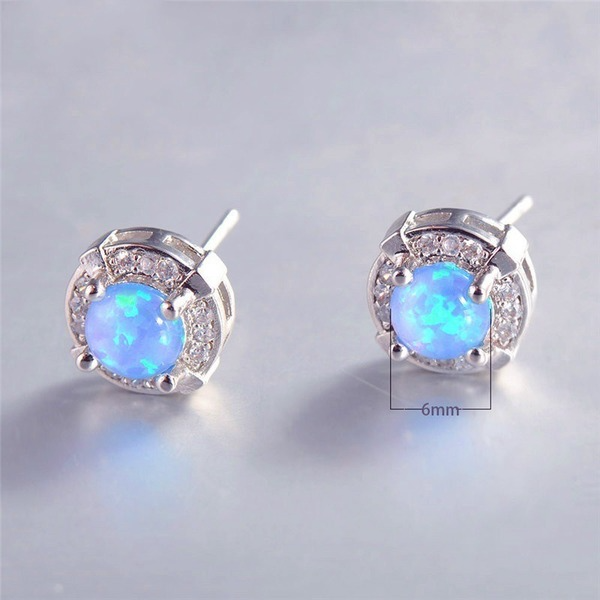 Wholesale Plating Alloy Round Opal Earrings JDC-ES-WenT009 Earrings 润涛 Wholesale Jewelry JoyasDeChina Joyas De China