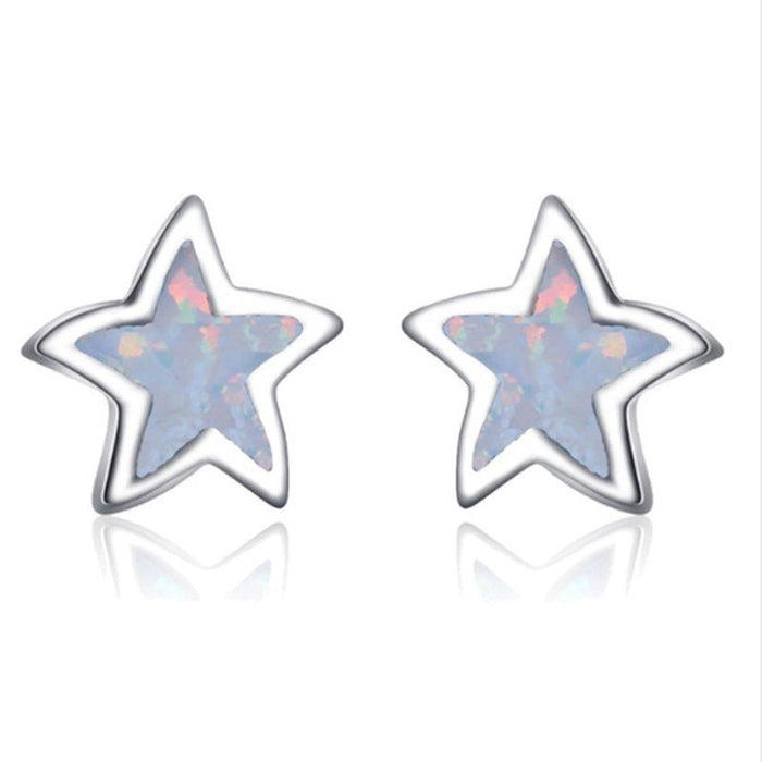 Wholesale Plating Alloy Star Opal Earrings JDC-ES-WenT008 Earrings 润涛 white Wholesale Jewelry JoyasDeChina Joyas De China