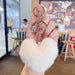 Wholesale Plush Leather Heart Tassel Pom Pom Keychain JDC-KC-JG157 Keychains 金葛 white OPP bag Wholesale Jewelry JoyasDeChina Joyas De China