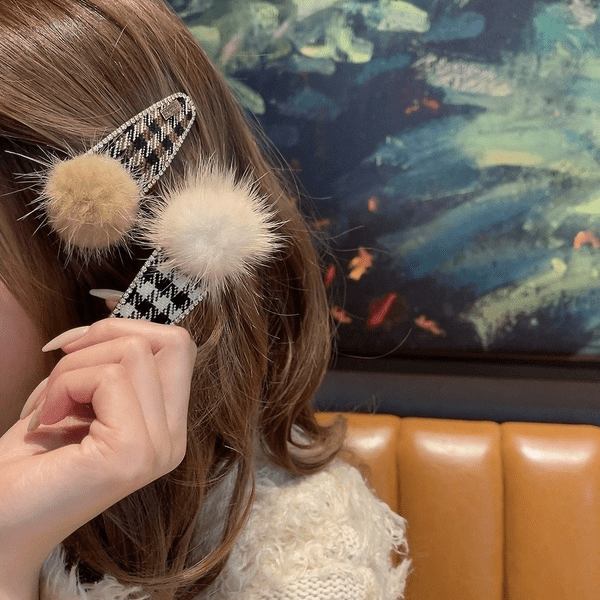 Wholesale Plush Mink Hair Clip JDC-HC-GSMC015 Hair Clips 曌彩 Wholesale Jewelry JoyasDeChina Joyas De China