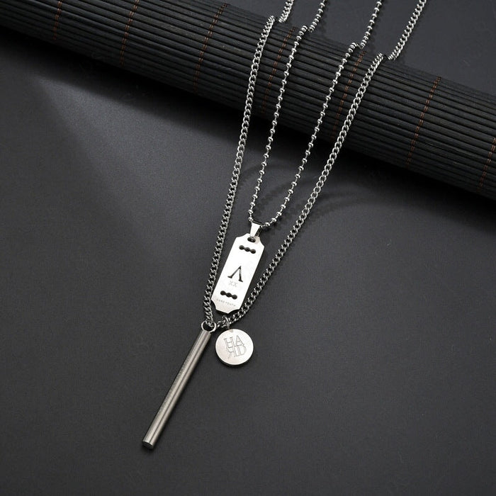 Wholesale Polished Titanium Steel Stainless Steel Hip Hop Double Layer Necklace JDC-NE-RXSFL016 Necklaces 尚芙乐 A+B Wholesale Jewelry JoyasDeChina Joyas De China