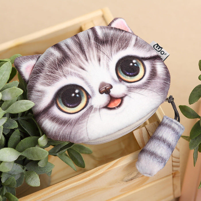 Wholesale polyester three-dimensional cat coin purse JDC-WT-Donglej015 Wallet 东津 gray Wholesale Jewelry JoyasDeChina Joyas De China